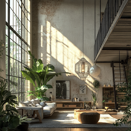A bright spacious loft filled with plants and art. A bright spacious loft filled with plants and art.