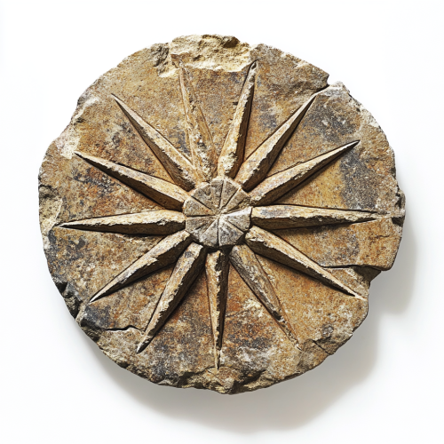 A broken ancient stone disc with star-like points