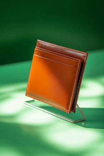 A brown men's wallet on display