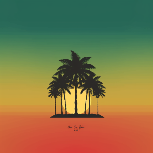 A calm album cover with a palm tree