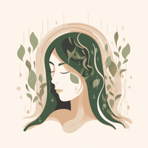 A calm scalp with flowing hair and nature. A calm scalp with flowing hair and nature.