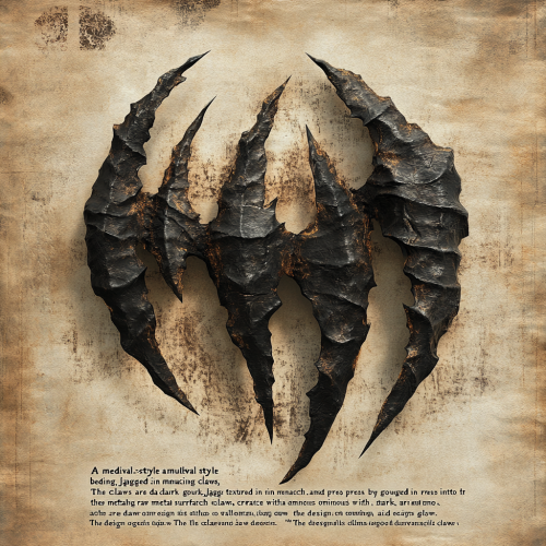 A clawed beast carving medieval amulet in darkness