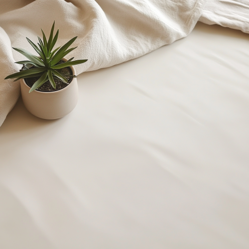 A clean, modern flat lay with soft cream tones