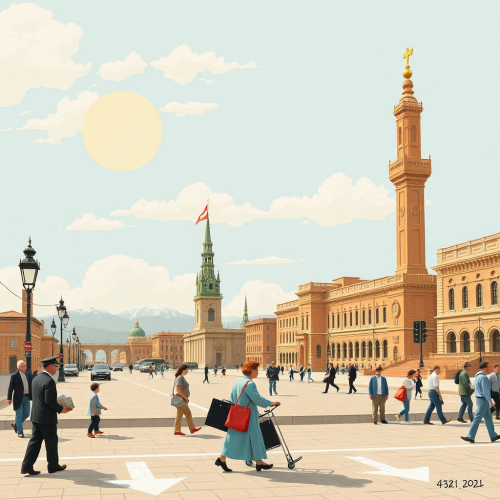 A colorful abstract robot in a galaxy.