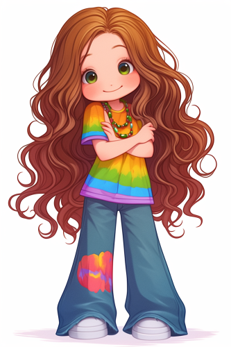 A confident, cute girl in kawaii style art