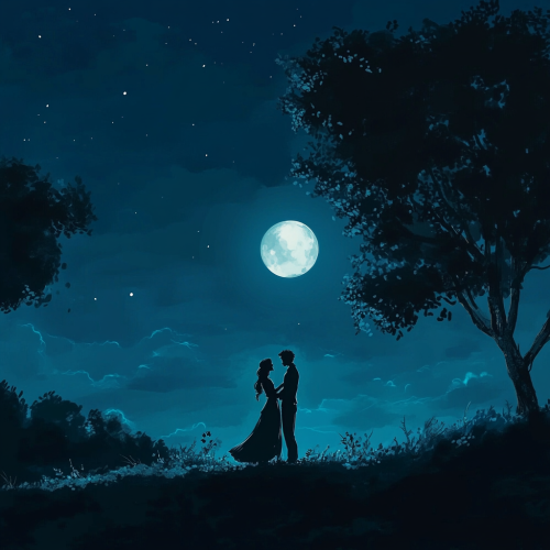 A couple under blue moonlight on Aug. 31