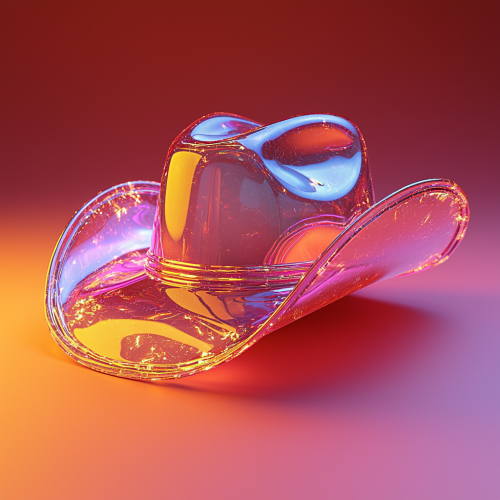 A cowboy hat on frosted glass platform