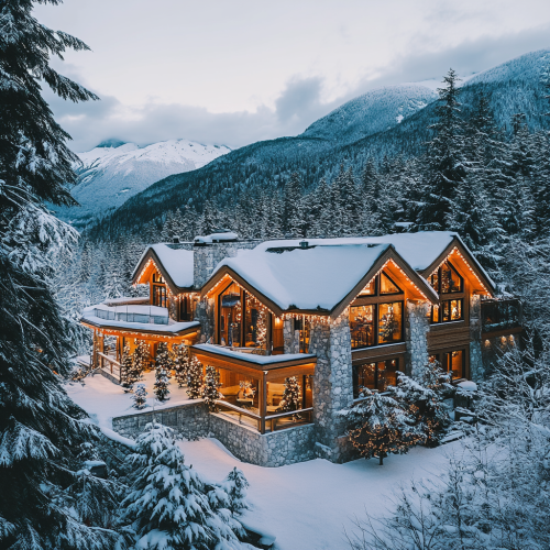 A cozy winter cabin in snowy Canada