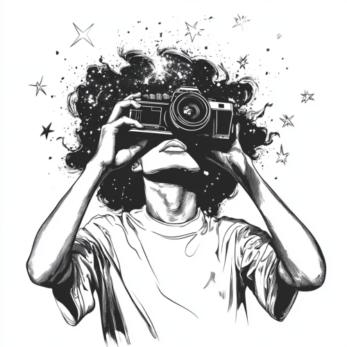 A creative person with a camera and stars