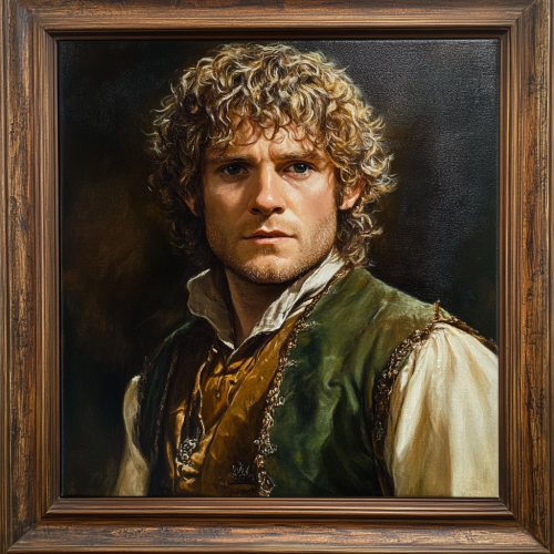 A curly-haired hobbit in 18th century style