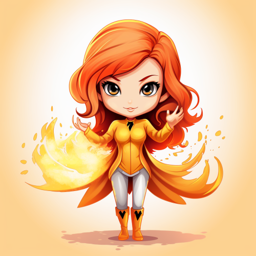 A cute 2D cartoon of Jean Grey.
