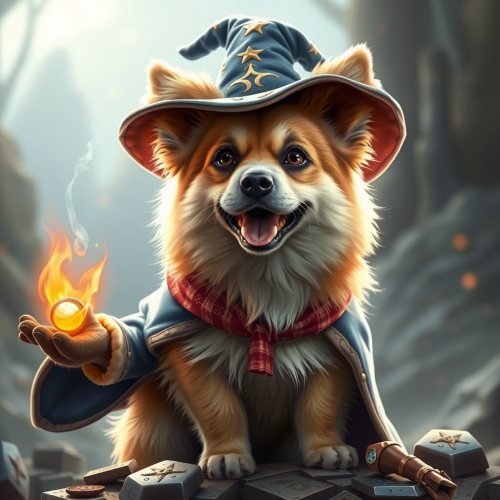 A cute wizard dog as main hero.