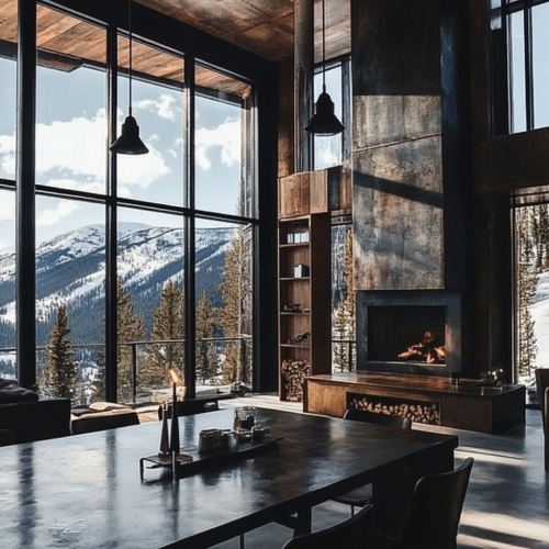 A dark mountain home in Montana with modern design