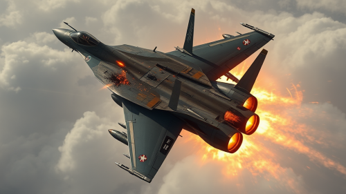 A destroyed Iranian F14 Tomcat jet.