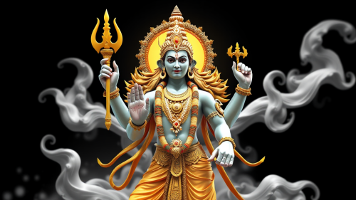 A detailed 3D image of Lord Vishnu.