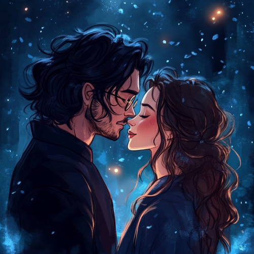 A detailed cartoon of Sirius and Hermione kissing