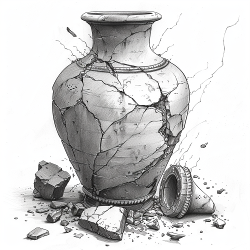 A detailed drawing of an old vase