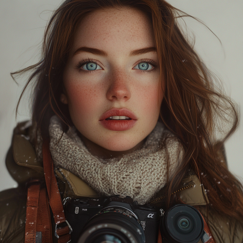 A detailed portrait of a young woman hiking