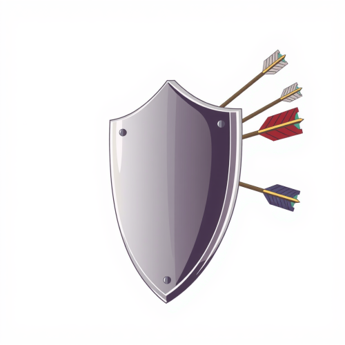 A detailed shield catching arrows in quick style.