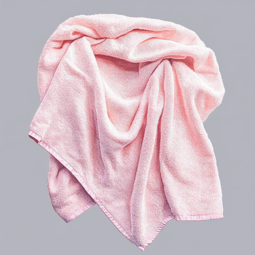 A detailed watercolor of a luxury pink towel