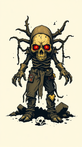 A dirty, old, surreal t-shirt design.