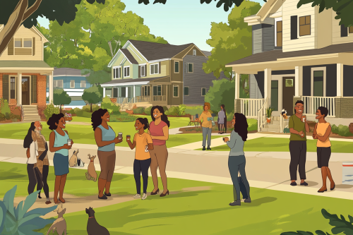 A diverse neighborhood filled with happy residents