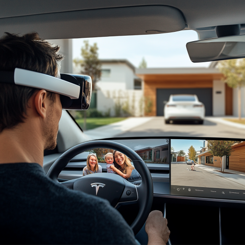 A driver with AR drives electric car home