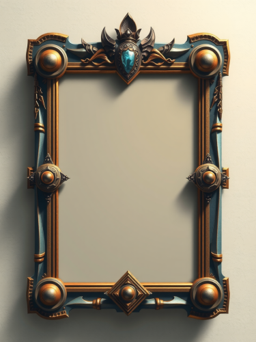 A fantasy trading card with blank frame.