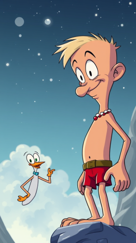 A funny picture of a cartoon character.