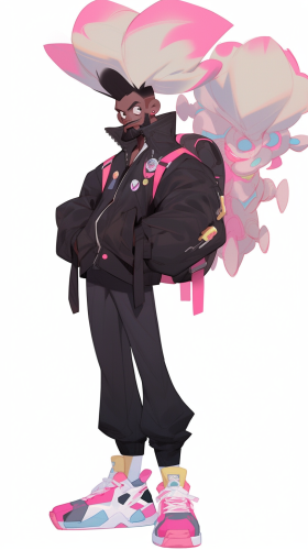 A futuristic fry-cook with a high fade