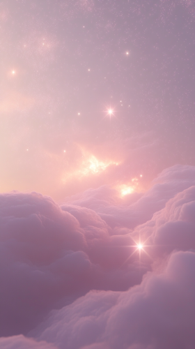 A gentle starry sky with pink, purple glow