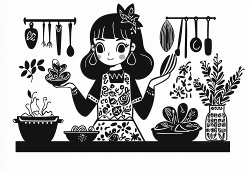A girl cooks mussels in ancient Slavic style
