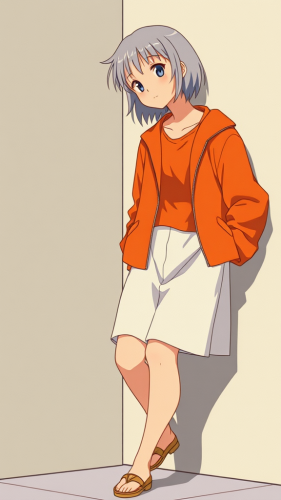 A girl in retro 80s anime style.