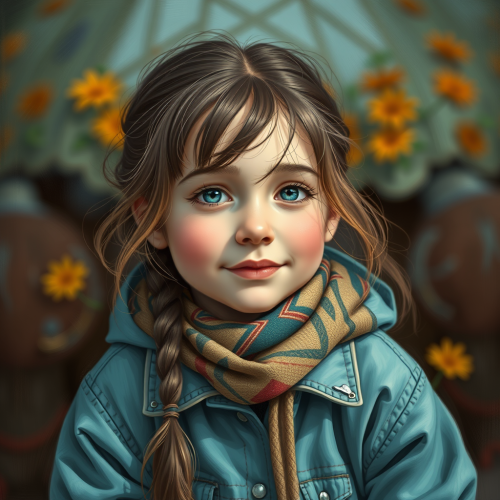 A girl playing with a colorful kite.