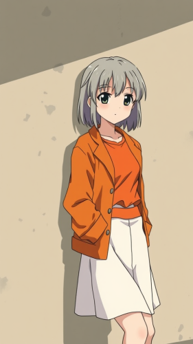 A girl with grey hair in 80s anime.