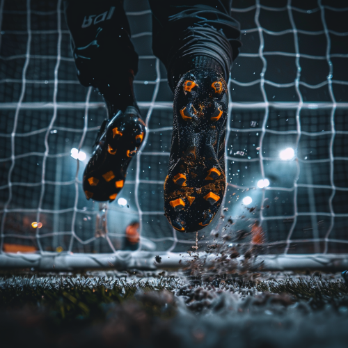 Cinematic Photo of a goalkeeper in black jersey