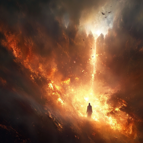 A goat stares at you, surrounded by apocalypse.