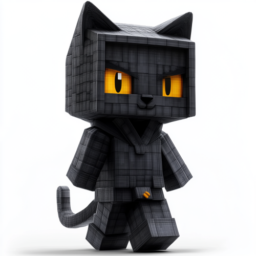 A gray cat in a robe walking in Minecraft A gray cat in a robe walking in Minecraft