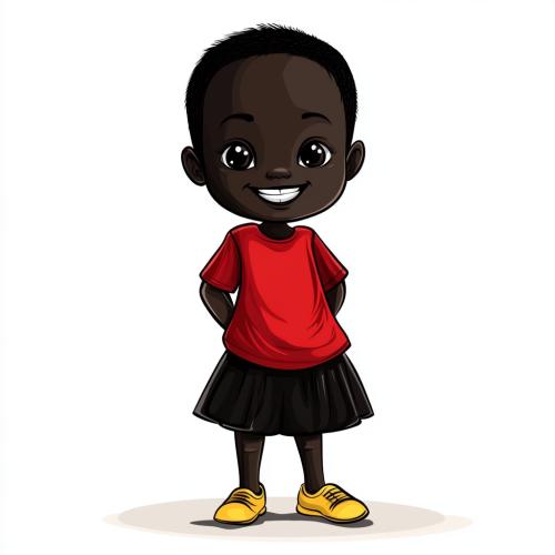 A happy South Sudanese boy in colorful outfit