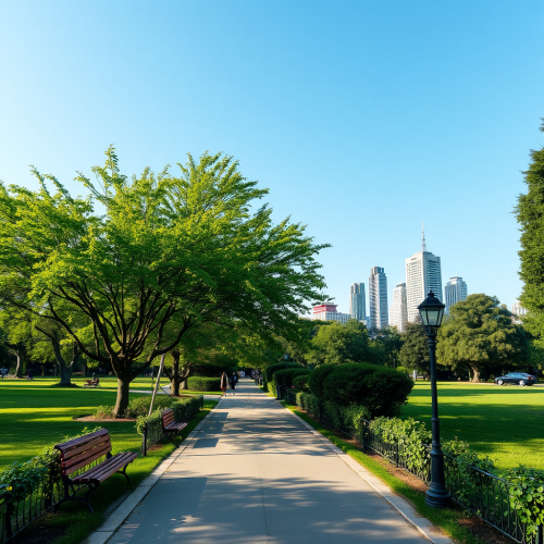 A happy girl goes to the park.