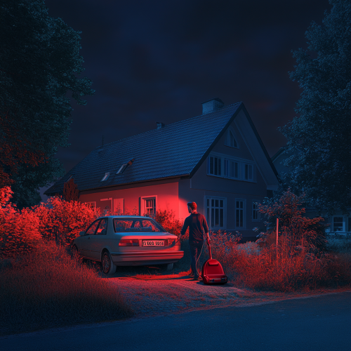 A happy man with a car and house. A happy man with a car and house.