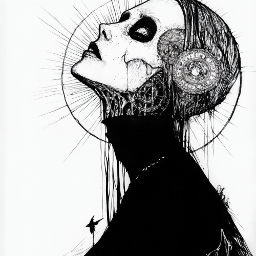 A haunting figure in minimalist Gothic style