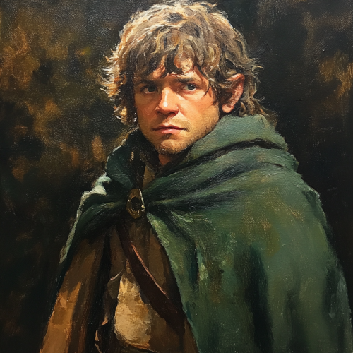 A hobbit in cozy home painted in oil