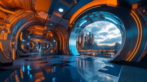 A hyper realistic blue and orange landscape image