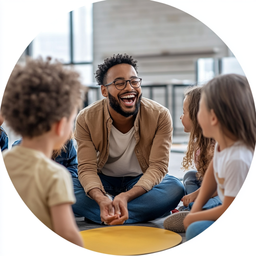 A kids' focus group in an Office