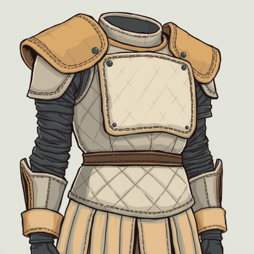 A knight's armor made of quilted cloth layers.