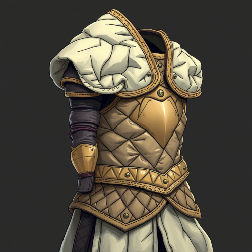 A knight's armor made of quilted cloth layers.