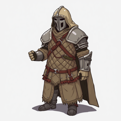 A knight in quilted armor, illustrated quickly.