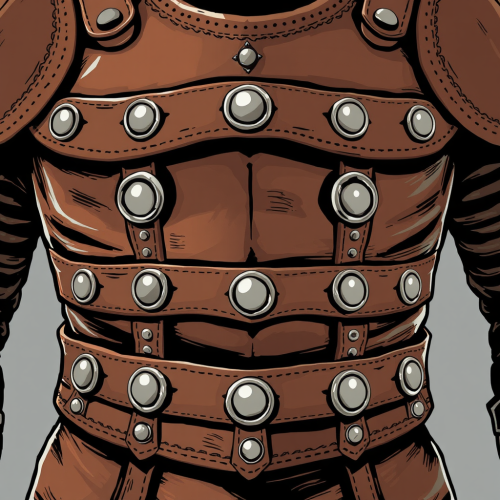 A leather armor with metal rings sewn.