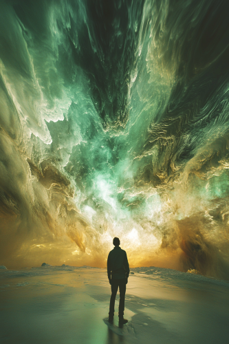 A lonely silhouette in an arctic storm